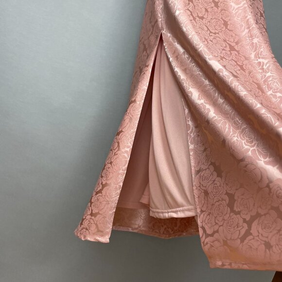 Lulus Dress Cowl Neck Pink Floral Print Iridescent Size Small Midi Side Slit - Picture 12 of 13